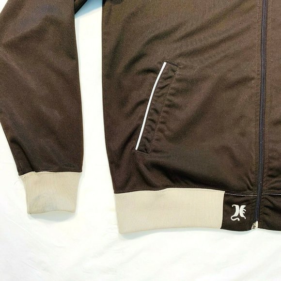 Hurley Full Zip Track Jacket Activewear Sweatshirt Bomber Colorblock Brown S - Picture 3 of 12